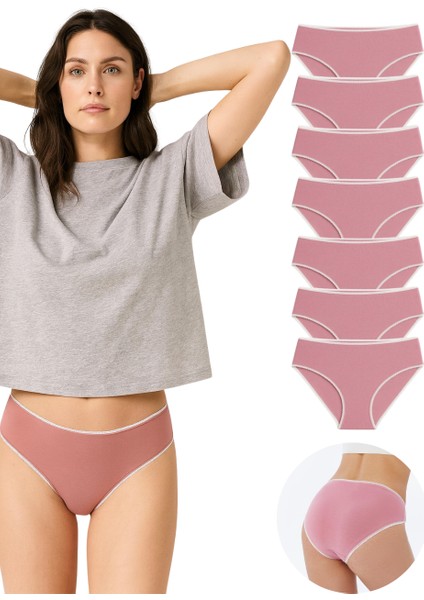 Kadın Külot Pamuklu Likralı Koyu Pembe Renk 7’li Paket İç Giyim