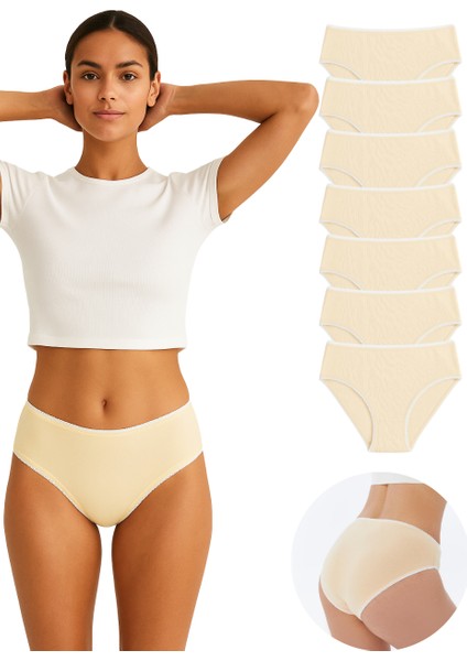 Kadın Külot Pamuklu Likralı Sarı Renk 7’li Paket İç Giyim