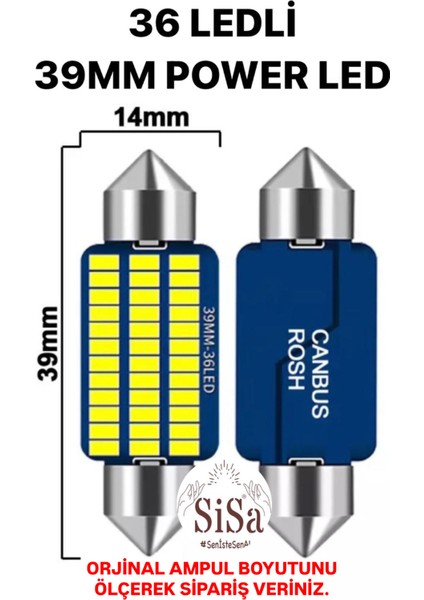 39MM Sofit LED C5W Canbus Tavan Plaka Ampul 1 TAKIM