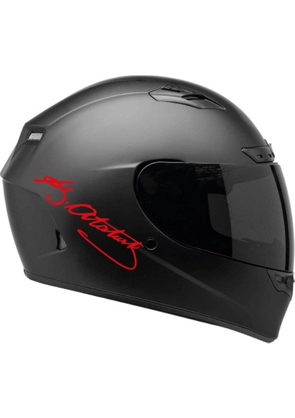 Tek Renk Atatürk Imzalı Kask Sticker Etiket Modeli 20 cm 2 Adet