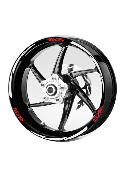 Yeni Özel Motosiklet Jant Şeridi Rks Kırmızı Yazı Beyaz Şerit Sağ-Sol/ön-Arka