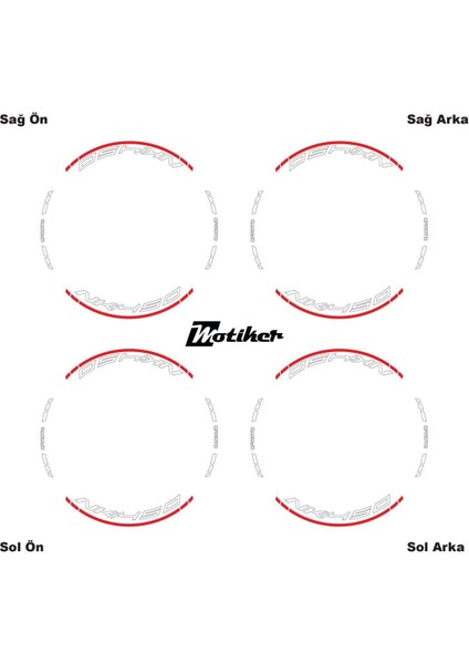 Kırmızı Cfmoto 450NK Motosiklet Jant Sticker Etiket Modeli Iç & Dış Takım modelleri