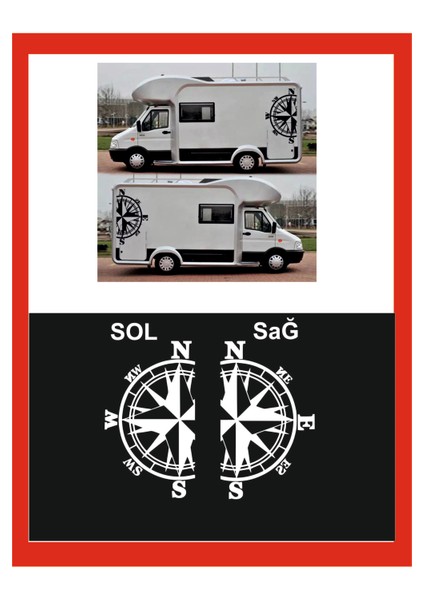 Pusula Oto Özel Yeni Sticker 2 Adet Sağ-Sol 48*28 cm