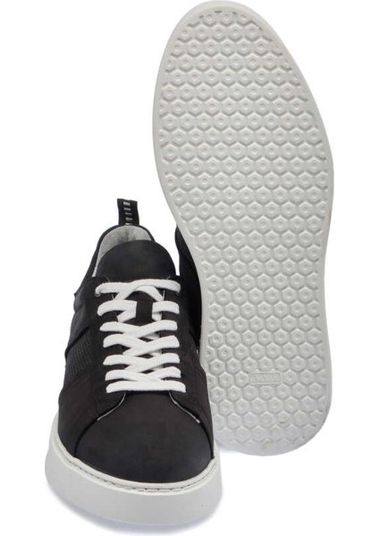 Siyah Hakiki Nubuk Deri Erkek Sneaker - E24I1AY56638-A64
