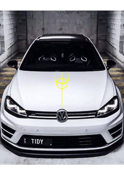 Oto Kaput Şerit Özel Yeni Sticker Dönence Daire Tasarım Sarı 20*60 cm modelleri