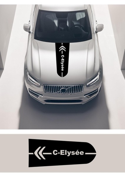 Citroen C-Elysee Için Özel Yeni Uyumlu Aksesuar Ön Kaput Özel Yeni Sticker 75 cm