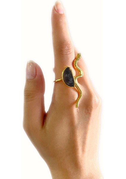 Vendi Altın Pirinç Kaplama Özel Tasarım Hafif Doğal Taş Ayarlanabilir Şık Kararmaz Kadın Yüzük fiyatları