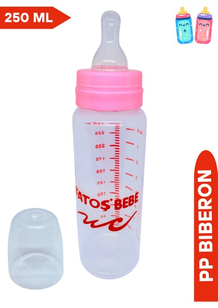 Pembe 250 ml Silikon Uçlu Pp Biberon, Sağlıklı ve Güvenli Bebek Için