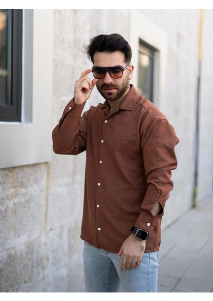 Kahverengi Keten Gömlek indirimleri