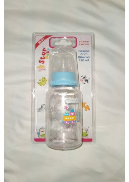 Bebekler Için 150 ml Mavi Silikon Emzikli Cam Biberon, Güvenle Kullanılır