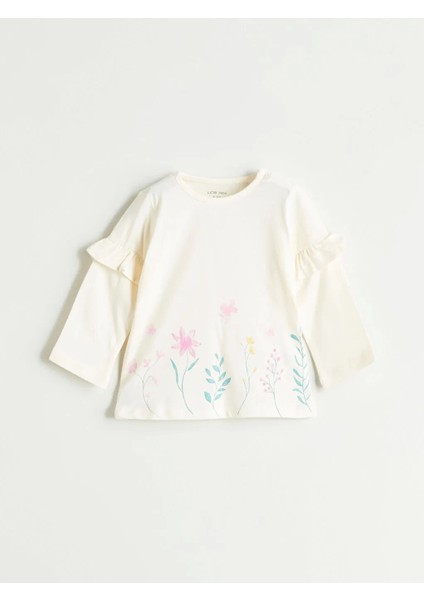 Baby Bej Çiçek Baskılı Pamuklu Kız Bebek Tişört ve Pantolon 2'li Takım fiyatları