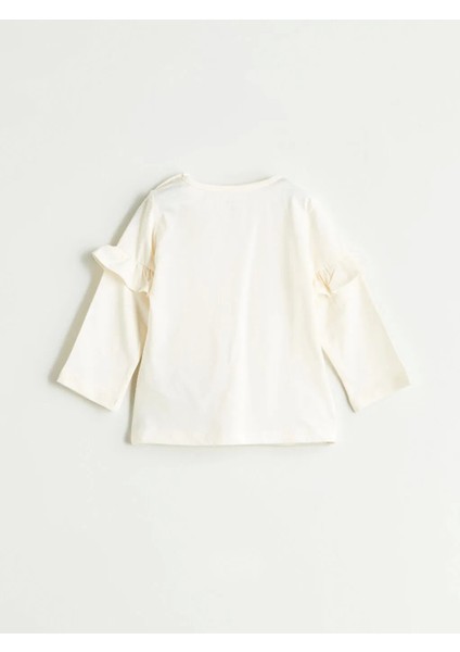 Baby Bej Çiçek Baskılı Pamuklu Kız Bebek Tişört ve Pantolon 2'li Takım modelleri