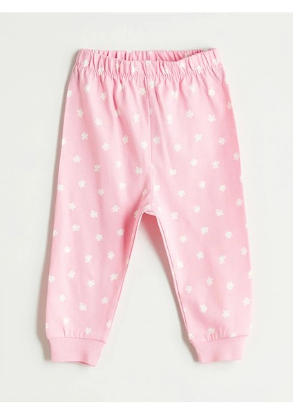 Baby Bej Çiçek Baskılı Pamuklu Kız Bebek Tişört ve Pantolon 2'li Takım indirimleri