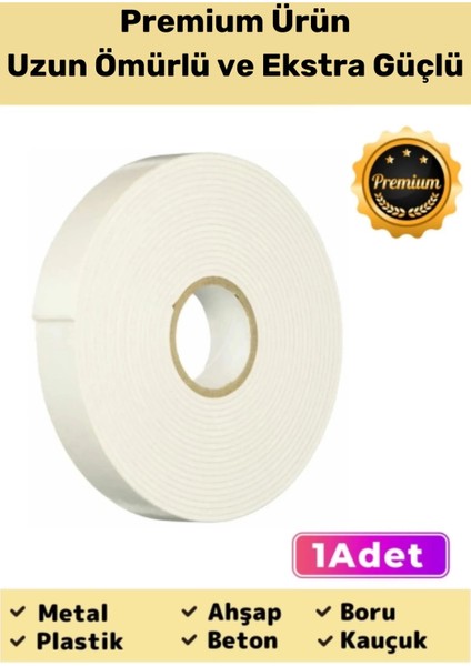 Premium Ürün Kolay Uygulanır Uzun Ömürlü Ekstra Güçlü Yapışkan Iz Bırakmaz Çift Taraflı Köpük Bant