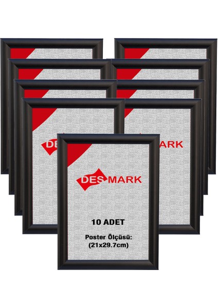 10 Adet 25 mm A4(21X29.7) Gönye Köşe Alüminyum Aç-Kapa Çerçeve – Poster Çerçevesi (Siyah Renk)