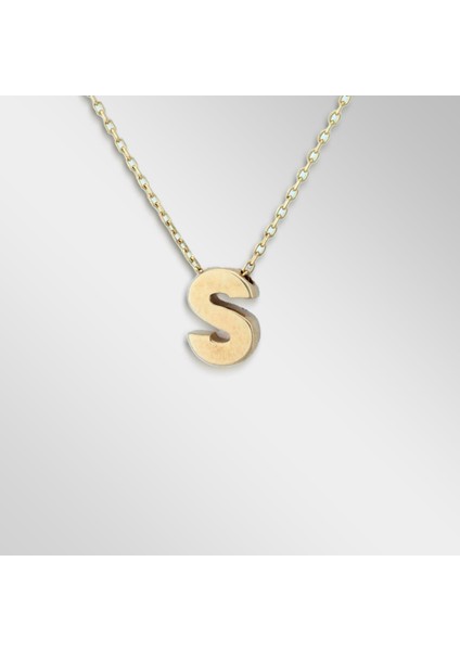 Özel Tasarımı Üç Boyutlu Altın S Harf Kolye