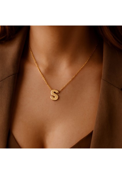 Özel Tasarımı Üç Boyutlu Altın S Harf Kolye indirimleri