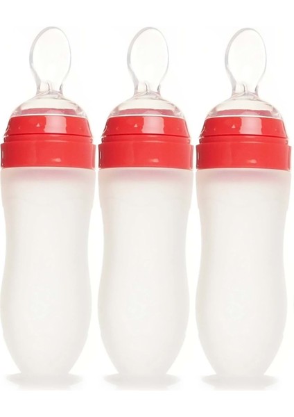 120ML Silikon Kaşıklı Biberon 6 Ay Şeffaf, 3’lü Set