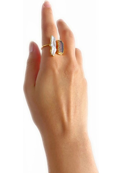 Sova Altın Pirinç Kaplama Özel Tasarım Hafif Doğal Taş Ayarlanabilir Şık Kararmaz Kadın Yüzük fırsatları