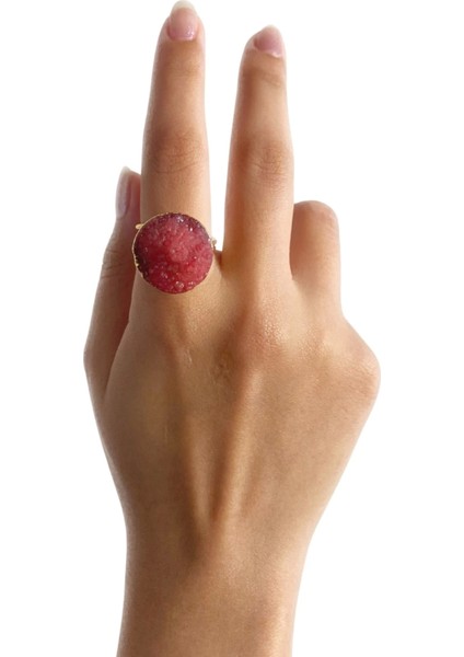 Oslo Özel Tasarım Hafif Kararmaz Doğal Taş Detaylı Ayarlanabilir Altın Pirinç Kaplama Kadın Yüzük modelleri