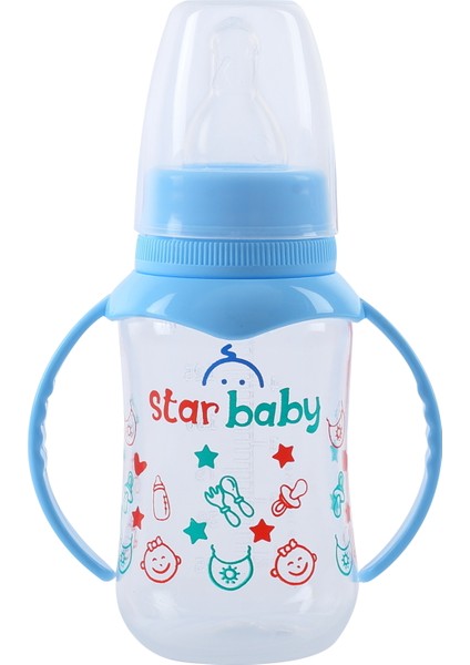 Kulplu Pp Biberon 150 Ml, Şık ve Pratik, Mavi Renkli, Güvenli Kullanım Sağlar.