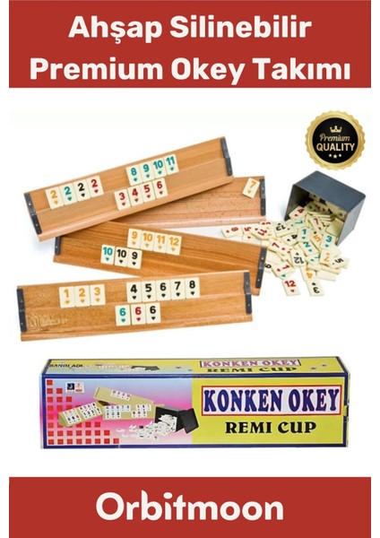 Premium Çizilmeye Dayanıklı Silinebilir Antibakteriyel Kir Tutmayan Konken Ahşap Okey Takımı