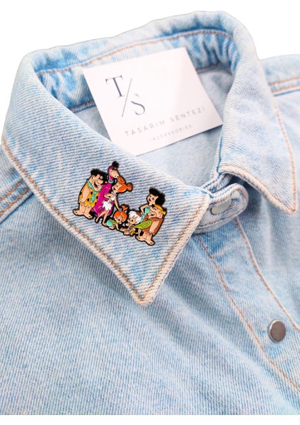 Rozet Metal Broş Taş Devri The Flintstones Fred Çakmaktaş Barni Beti Vilma Çakıl Bambam Dino fiyatları