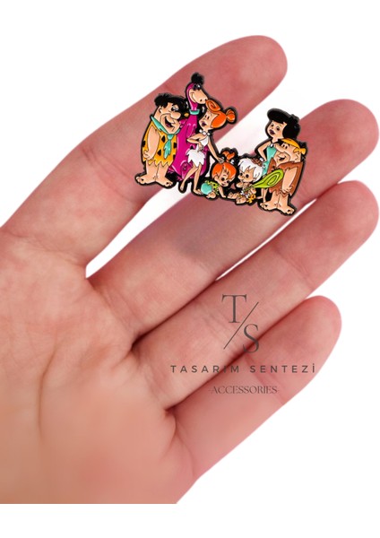 Rozet Metal Broş Taş Devri The Flintstones Fred Çakmaktaş Barni Beti Vilma Çakıl Bambam Dino fırsatları
