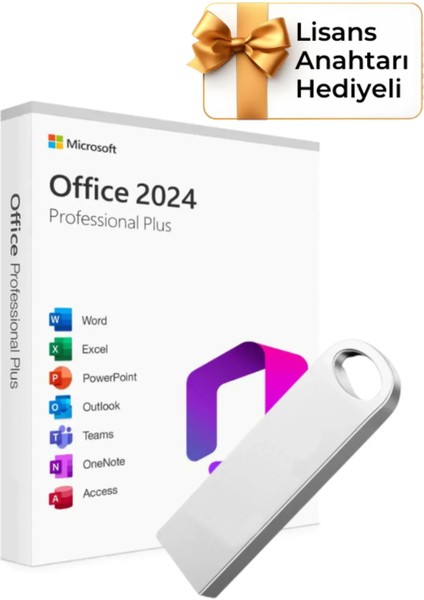Office 2024 Pro Plus Kurulum Dosyalı USB Bellek 16GB (Lisans Anahtarı Hediyeli)