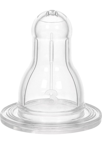 Şeffaf Silikon Biberon Emziği No:3, Askılı, Güvenli ve Yumuşak Formlu Ürün