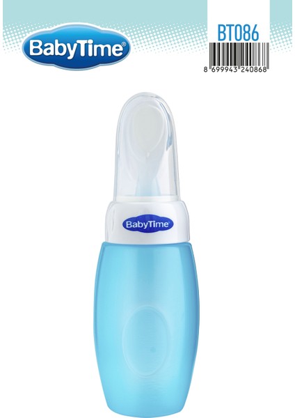 BT086 Kaşıklı Biberon Mavi 225 Ml, Güvenli ve Şık Tasarım, Kolay Kullanım.
