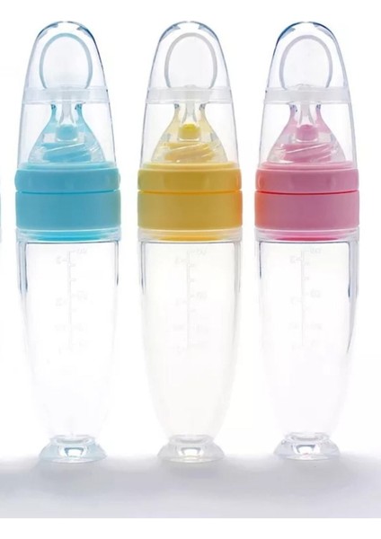 Silikon Kaşıklı 90ML Biberon, Güvenli ve Renkli Bebek Beslenme Öğeleri