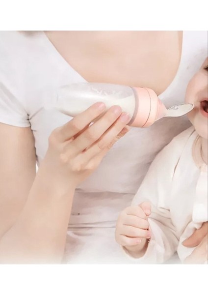 Silikon Kaşıklı 90ML Biberon, Güvenli ve Renkli Bebek Beslenme Öğeleri