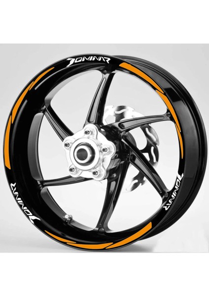Yeni Özel Motosiklet Jant Şeridi Dominor Beyaz-Turuncu Sağ-Sol/ön-Arka
