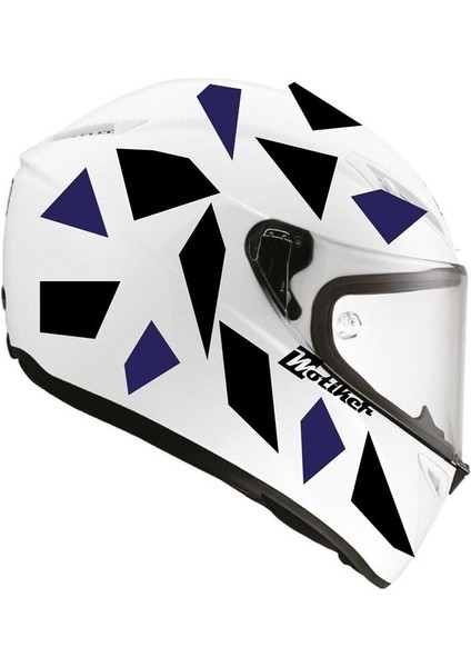 Kare Siyah Mavi Kamuflaj Kask Sticker Modeli 2