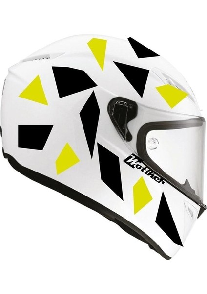 Kare Siyah Neon Sarısı Kamuflaj Kask Sticker Modeli