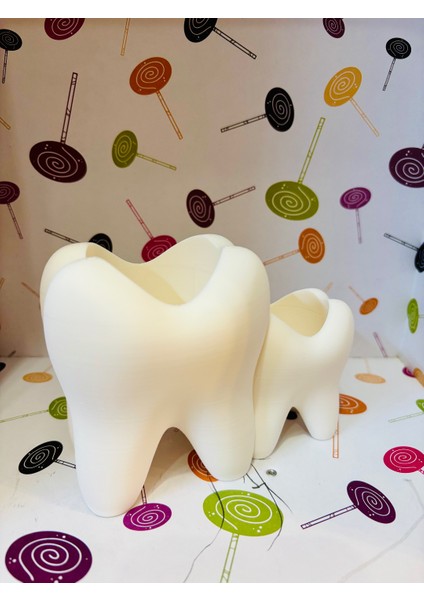 Diş Fırçalık Diş Şeklinde Diş Macunu ve Fırça Düzenleyici 2'li Set Banyo Aksesuarı modelleri