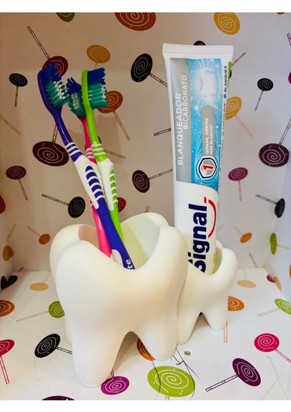 Diş Fırçalık Diş Şeklinde Diş Macunu ve Fırça Düzenleyici 2'li Set Banyo Aksesuarı indirimleri