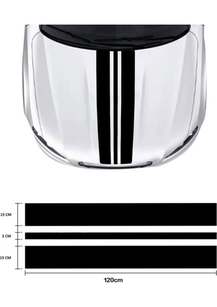 Oto Kaput Şerit Özel Yeni Sticker Büyük 120*35 cm