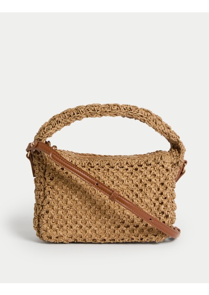 Hasır Örgü Çapraz Çanta