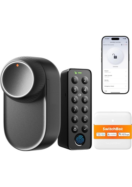 Akıllı Kapı Kilidi Ultra | Parmak Izi, Şifre, Uygulama, Nfc, Alexa, Google, Apple Homekit, Matter Destekli – Delme Gerektirmez, Uzun Pil Ömrü