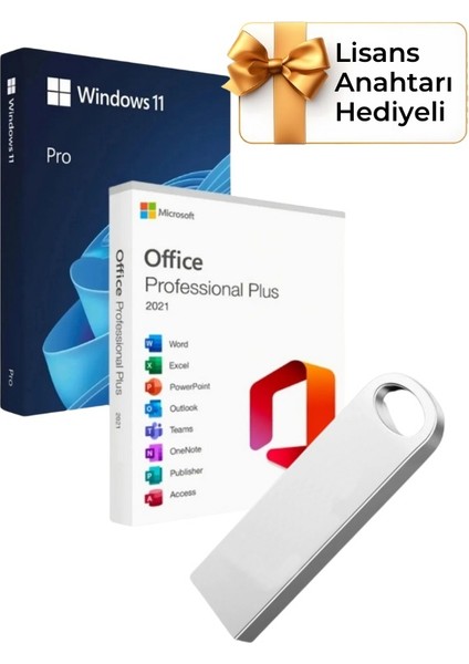 Windows 11 + Office 2021 Pro Plus Kurulum Dosyalı USB Bellek 16GB (Lisans Anahtarı Hediyeli)