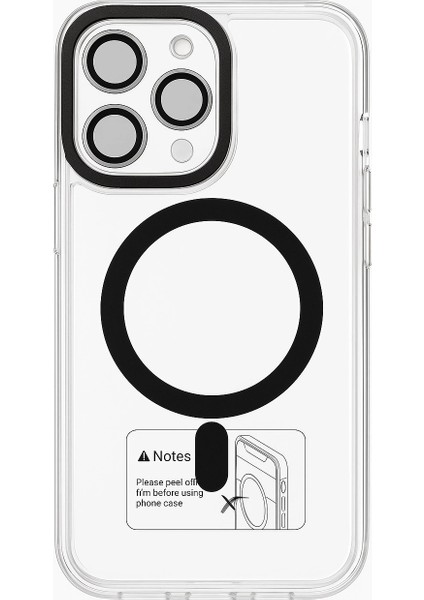 Iphone 15 Pro Max Kılıf Kamera Korumalı Magsafe Şeffaf Siyah