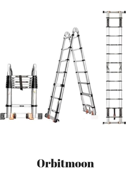 Kaymaz Ayak Dayanıklı Alüminyum Çift Taraflı Açık Hali 3.8 Metre Çok Fonksiyonlu Teleskopik Merdiven fiyatları