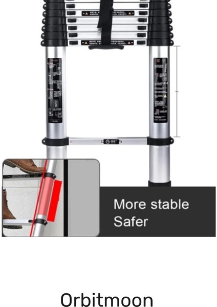 Kaymaz Ayak Dayanıklı Alüminyum Çift Taraflı Açık Hali 3.8 Metre Çok Fonksiyonlu Teleskopik Merdiven modelleri