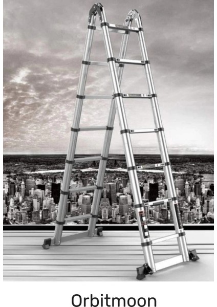 Kaymaz Ayak Dayanıklı Alüminyum Çift Taraflı Açık Hali 3.8 Metre Çok Fonksiyonlu Teleskopik Merdiven indirimleri