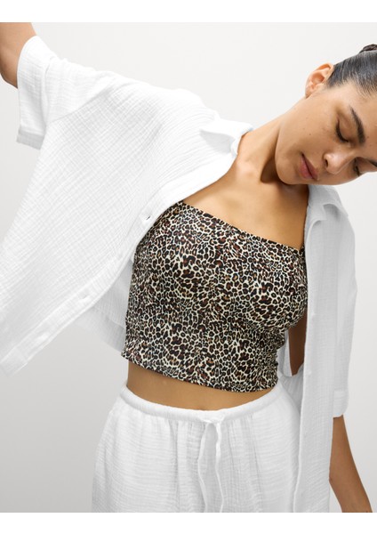 Saf Pamuklu Plaj Gömleği