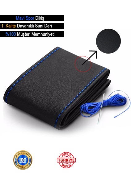 Kia Venga Özel Süper Deri Direksiyon Kılıfı, Dikmeli Mavi Spor Dikişli fiyatları