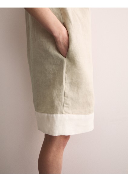 Saf Keten Mini Gömlek Elbise