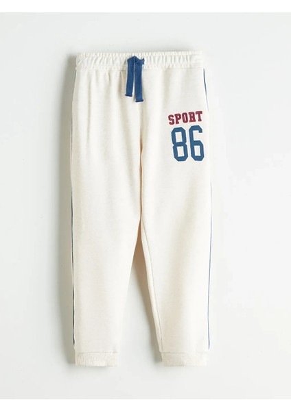 Kids Ekru Beli Lastikli Nakışlı Erkek Çocuk Jogger Eşofman Altı fiyatları